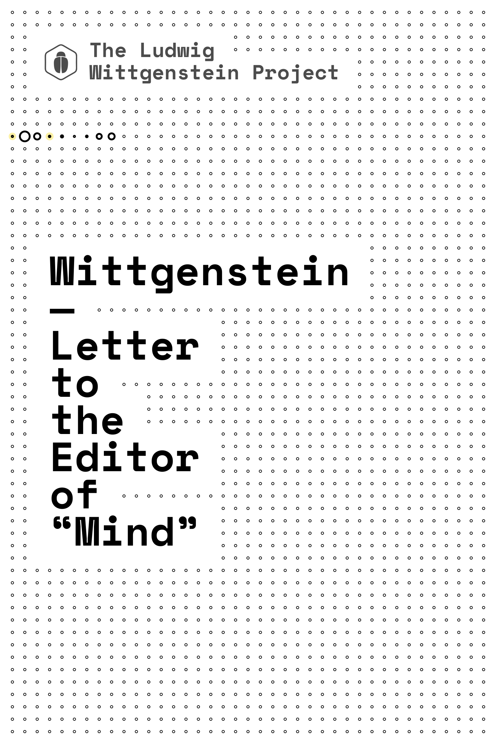 Letter to the Editor of “Mind” cover