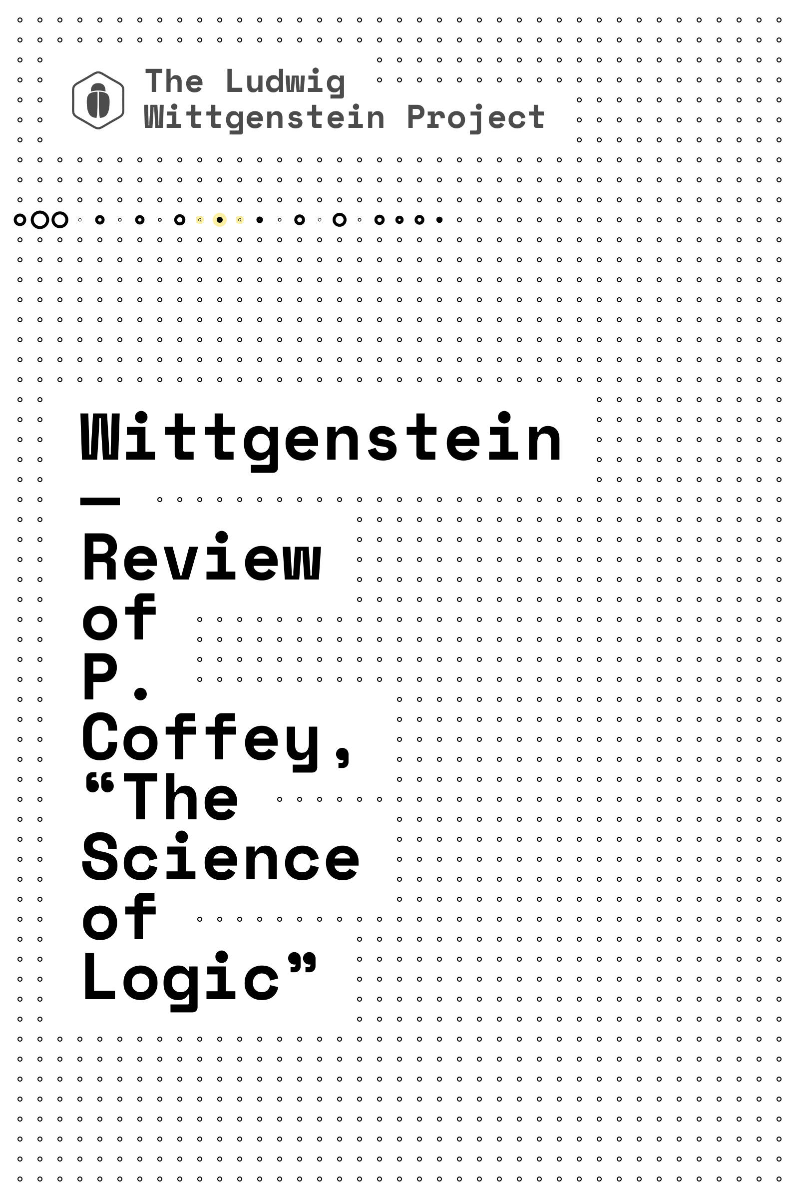 Review of P. Coffey, “The Science of Logic” cover