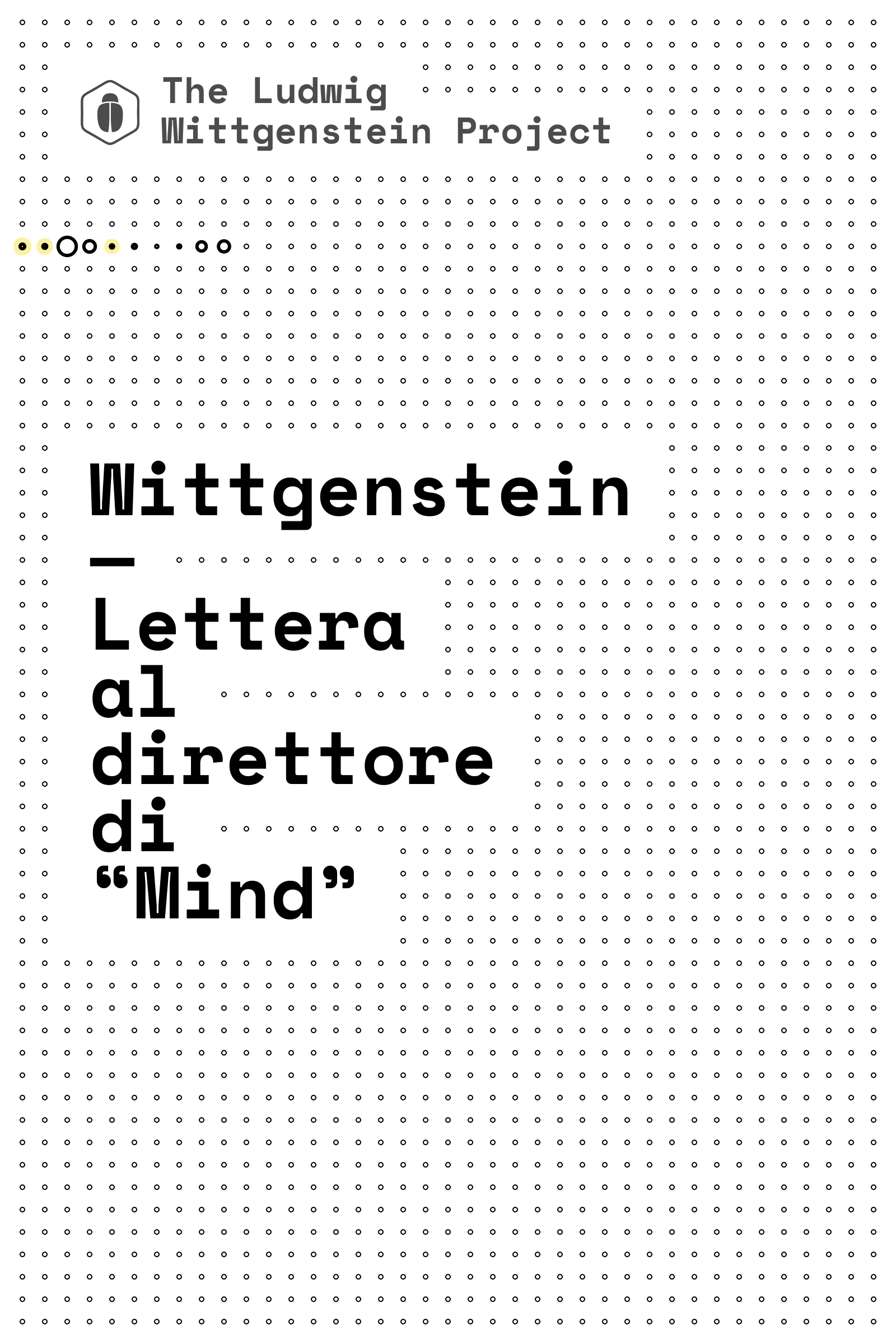 Lettera al direttore di “Mind” cover
